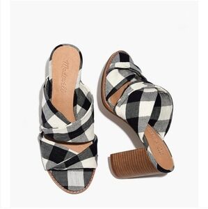 Madewell Alexandria Twist Sandals in Gingham Black